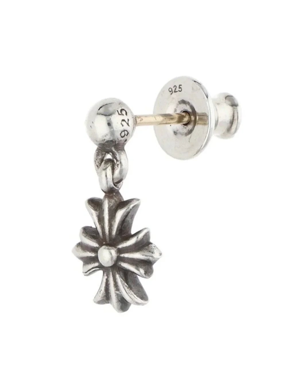 Chrome Hearts Tny CH Pls 1 Tiny Ech Plus Drop Silver Earrings